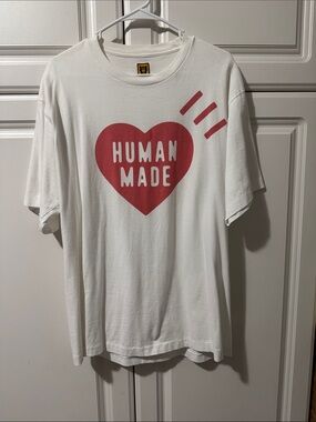 Human Made White Tee with Red Heart Graphic